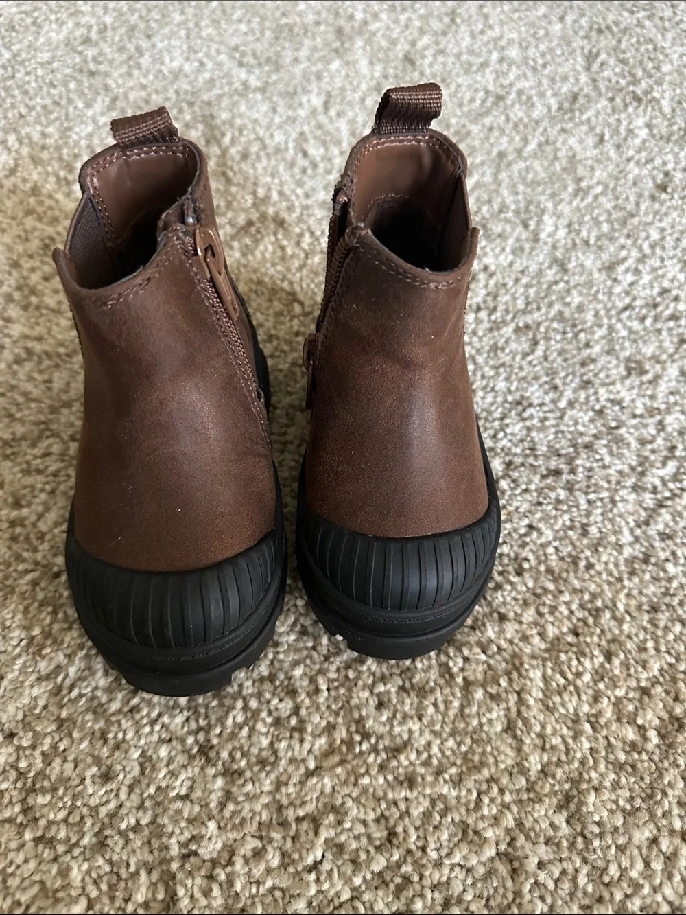 Toddler Brown Chelsea Snow Boots with Black Toe